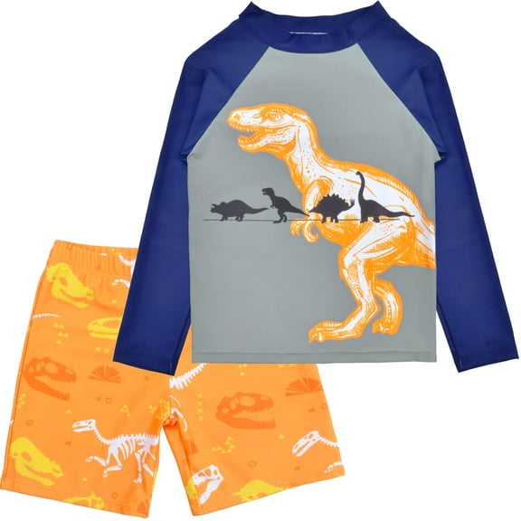 Pashop Boys Two Piece Rash Guard Swimsuits Kids Long Sleeve Sunsuit Swimwear Sets Bathing Suit