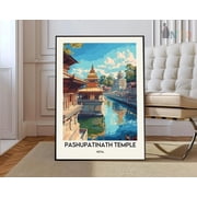 Pashupatinath Temple Kathmandu Nepal Poster, Unframed Paper Poster 8x10in