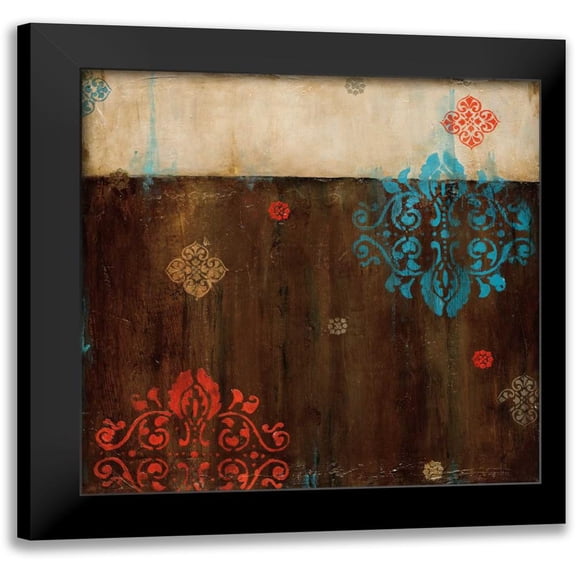 Pasion, Wani 12x12 Black Modern Framed Museum Art Print Titled - Damask Patterns II