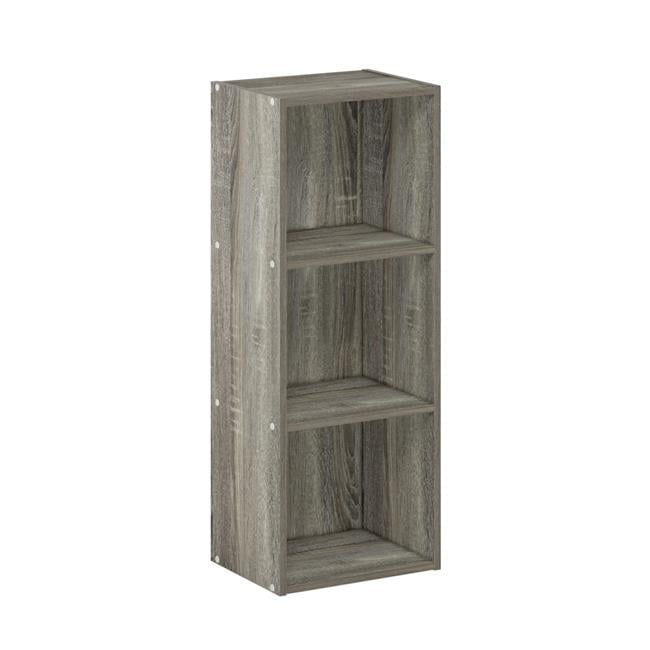 Sleek Gray Wood 3-Tier Cube Organizer Bookshelf