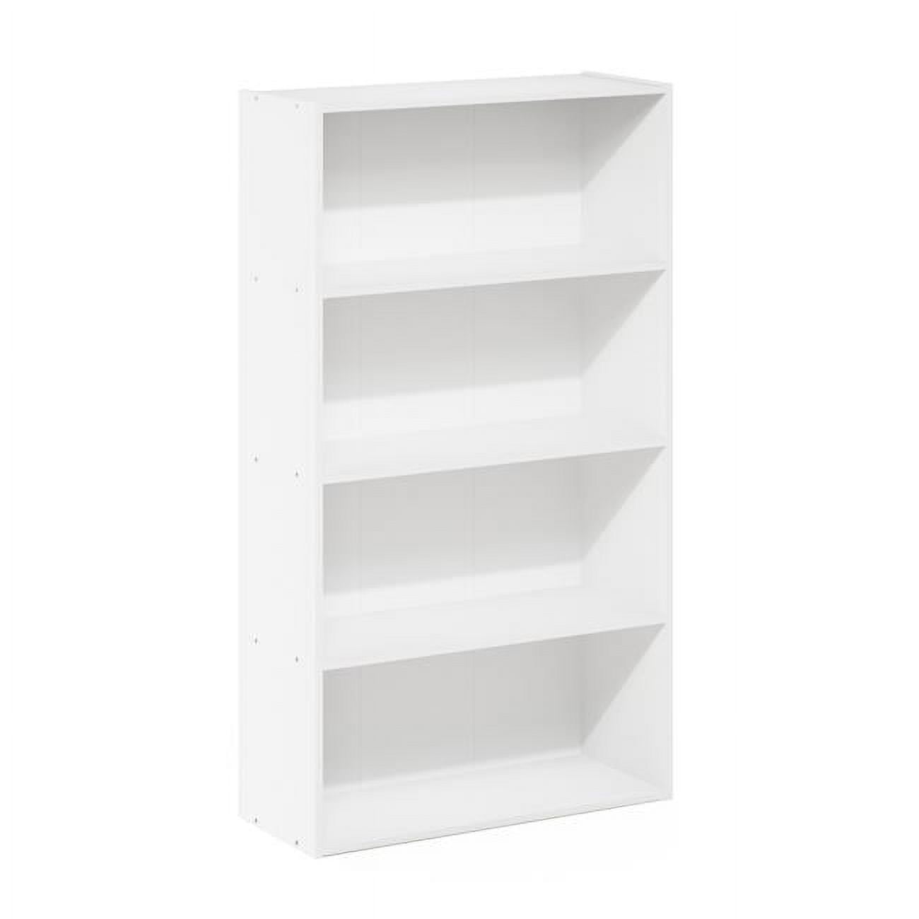 White 4-Tier Particleboard Open Shelf Bookcase