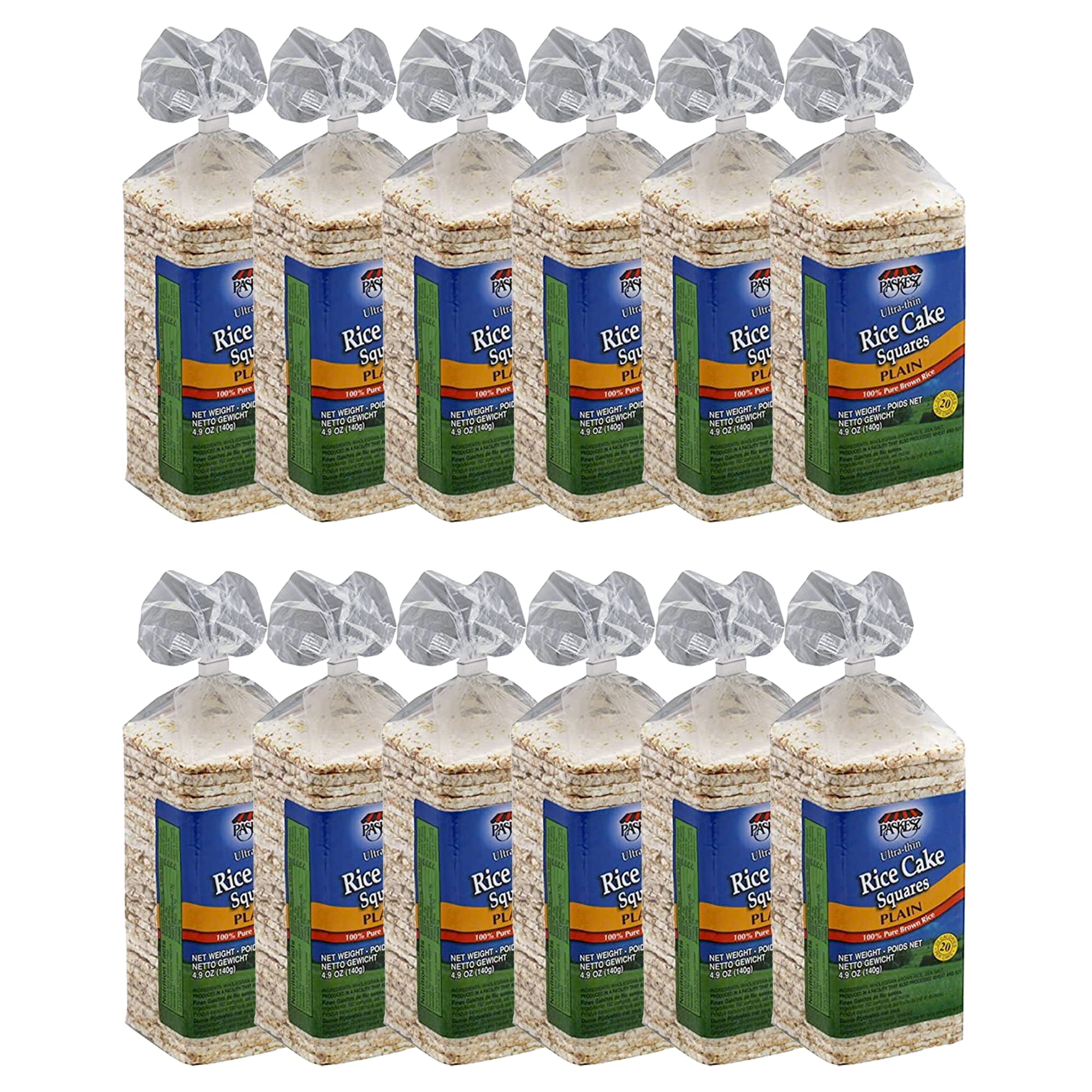 Paskesz Rice Cake Thin Square Plain, 4.9-Ounce Packages - (Pack of 12)