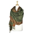 thumbnail image 1 of Paskmlna Border Pattern Double Layered Reversible Woven Pashmina Shawl Scarf Wrap Stole #08, 1 of 4