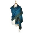 thumbnail image 1 of Paskmlna Border Pattern Double Layered Reversible Woven Pashmina Shawl Scarf Wrap Stole #11, 1 of 4