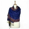 thumbnail image 1 of Paskmlna Border Pattern Double Layered Reversible Woven Pashmina Shawl Scarf Wrap Stole #20, 1 of 4