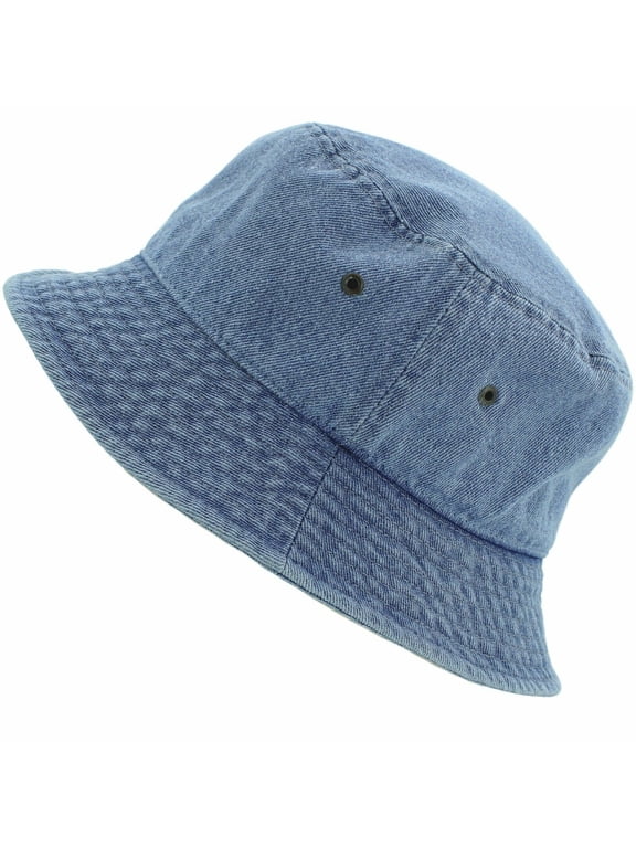 Newhattan Denim Bucket Packable Unisex Hat, Cotton, Light Blue
