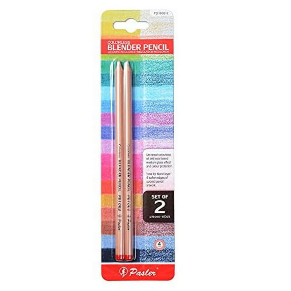 Pasler Colorless Blender Pencils - Professional Blender Pencil for blend,layer & soften edges of colored pencil artwork (2 count)