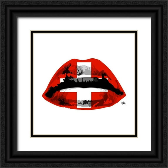 Paslier, Morgan 15x15 Black Ornate Wood Framed with Double Matting Museum Art Print Titled - Switzerland Kiss