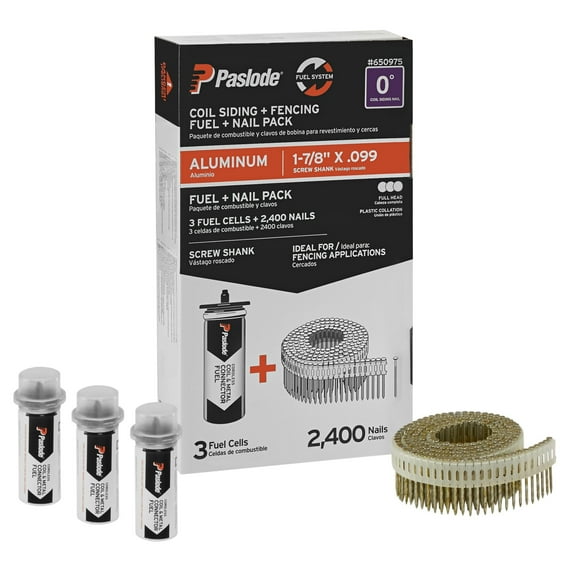 Paslode 1-7/8in x .099in 0 Degree Aluminum Screw Shank Coil Fencing Nails and Fuel