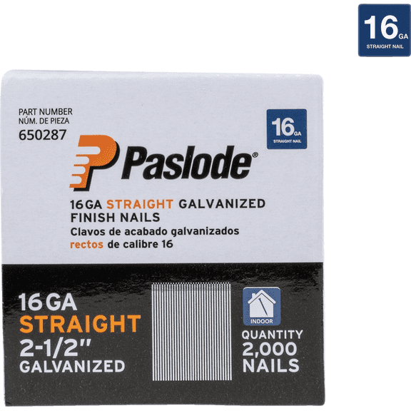 Paslode 16-Gauge Straight Finish Nails - Pack of 4 Construction & DIY Use, Standard Hardware Spec
