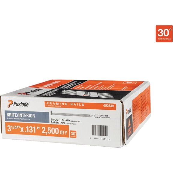 Paslode 30 Degree Paper Tape Brite RounDrive Framing Nails - Pack of 6