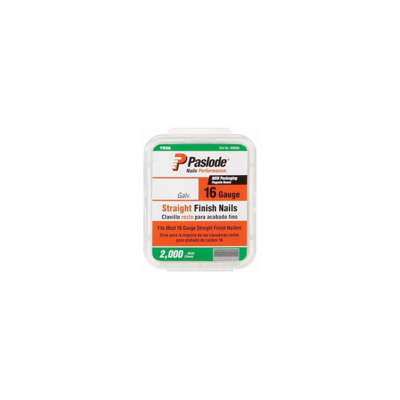 Paslode 650285 Finish Nail, 2 in L, 16 ga Gauge, Low Carbon Steel, Galvanized, Smooth Shank - pack of 2000