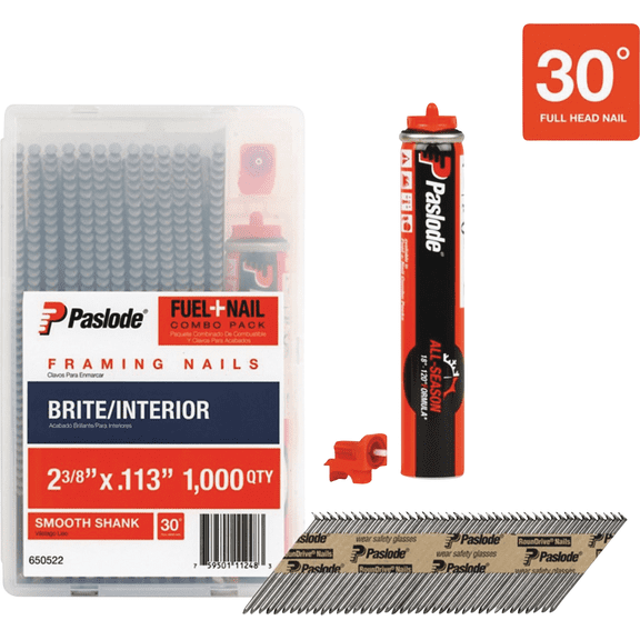 Paslode Brite RounDrive Framing Nails with Framing Fuel Cell - Pack of 2 Construction & DIY Use, Standard Hardware Spec