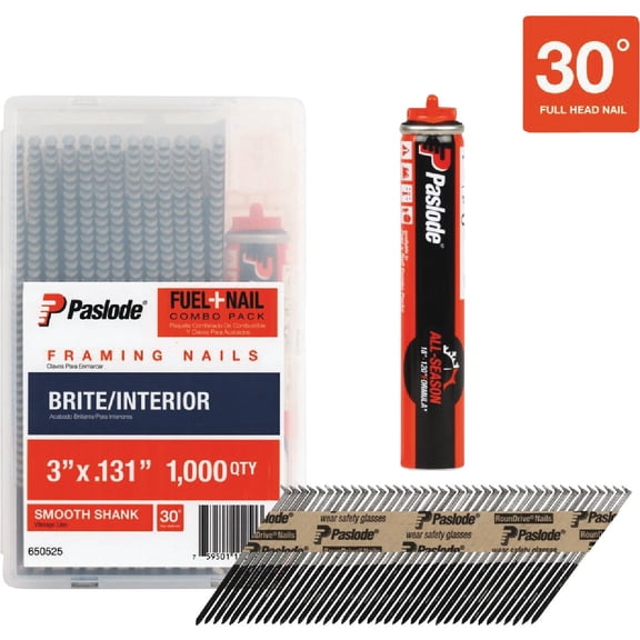 650525 Fuel & Collated Framing Nail Combo Pack, 3-In. x .131, 1,000-Ct. - Quantity 1