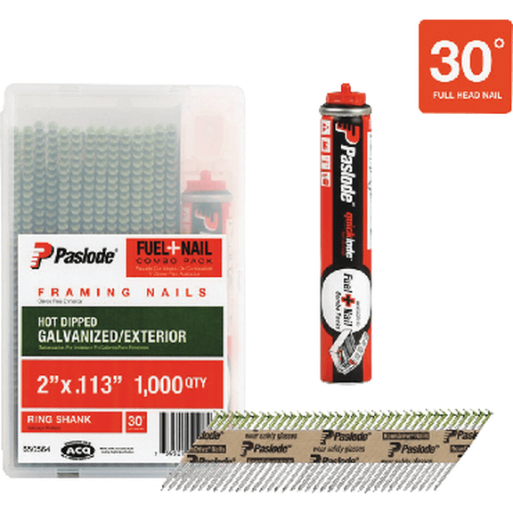 Paslode Hot Dipped Galvanized RounDrive Framing Nails with Fuel Cell - Pack of 12