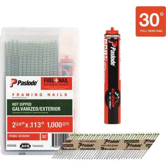 Paslode Hot Dipped Galvanized RounDrive Framing Nails with Fuel Cell - Pack of 8