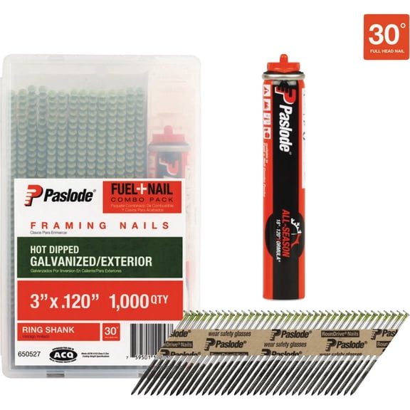 Paslode Hot Dipped Galvanized RounDrive Framing Nails with Fuel Cell - Pack of 8