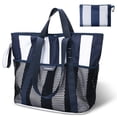 thumbnail image 1 of PASMAN Large Beach Bag with Zipper - 8 Pockets Sandproof Beach Tote Bag for Women,Foldable Lightweight Family Swim Bag Vacation, 1 of 9