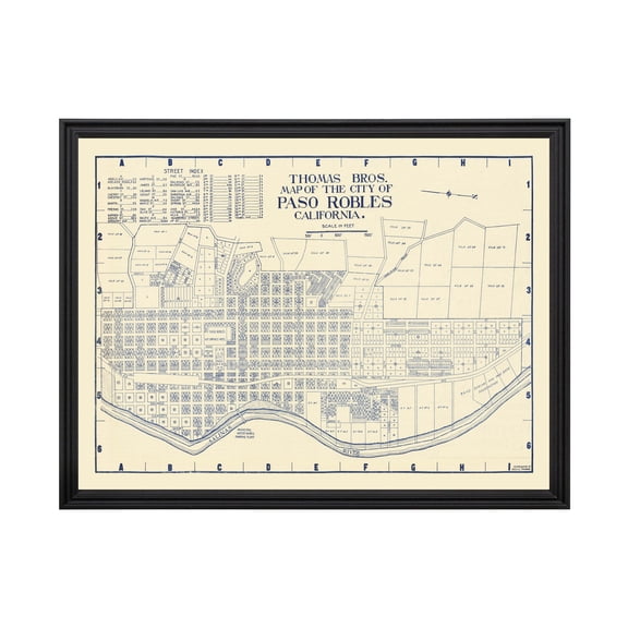 Paso Robles Art, 1920 Vintage Map of Paso Robles California, CA History Wall Decor Gift, Old Paso Robles Map - 24" x 18" Black Framed Print