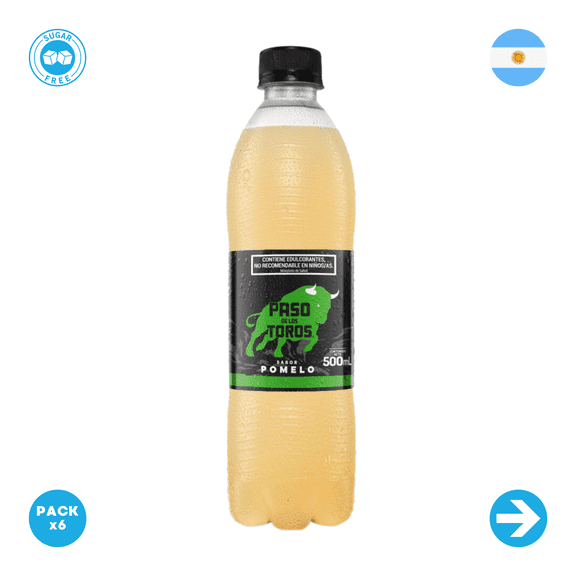 Paso de los Toros Grapefruit Soda Without Sugar Bottle 500ml - 16.90oz - Pack 6 Units