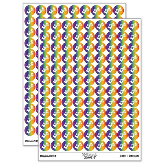 Pass Checkmark Teacher 200+ Round Stickers - Rainbow - Gloss Finish - 0.50" Size