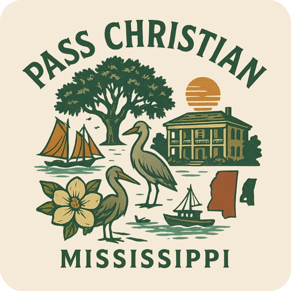 Pass Christian Mississippi Keepsakes Souvenir Vinyl Sticker – Destination Travel Keepsake Collectible (3-Inches Wide)