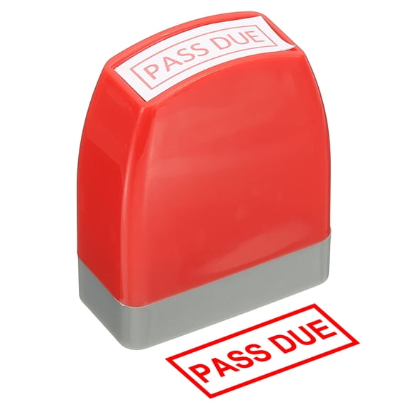 Pass Due Notice Stamp Self Inking, Red Ink Office Stamps Pre Inked Message Stamp Refillable Business Stamp, Red