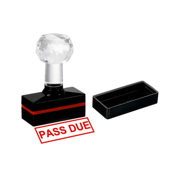 Uxcell Black Plastic Stamp Self Inking Red Ink Office Stamps Pre Inked Message Stamp 1.8'' x 0.8'' Pass Due