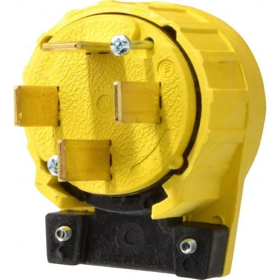 Pass & Seymour 120/208 VAC, 60 Amp, 18-60P NEMA, Angled, Ungrounded, Specification Grade Plug 4 Pole, 4 Wire, Yellow