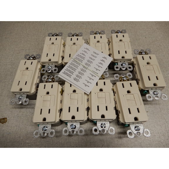 Pass & Seymour 1597TRLA GFCI Duplex Receptacles Light Almond Qty 10 NOS
