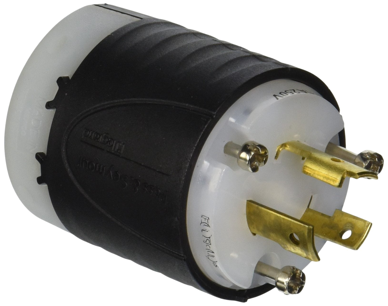 Legrand Pass & Seymour L620P Turnlok Industrial Spec Grade Locking Plug, 20 Amp 250V, NEMA L6-20P, Black/White (1 Count)