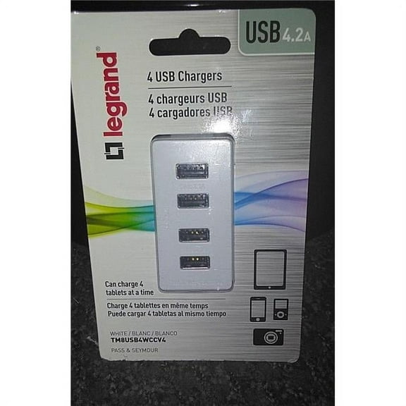 Pass & Seymour 249695 4.2A Quad Charger, White