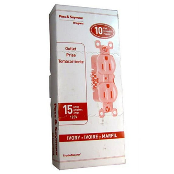 Pass & Seymour 3232ICP8 Duplex Outlet, 15A, Ivory