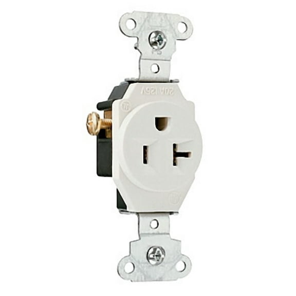 Pass & Seymour Legrand 5351-LA Single Outlet Receptacle, Commercial Grade, Side Wired, Grounding, 20A 125V, Light Almond