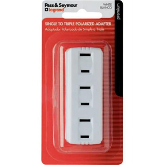 Pass & Seymour 63WBPCC5 15A 125V Triple Plug In Adapter, White