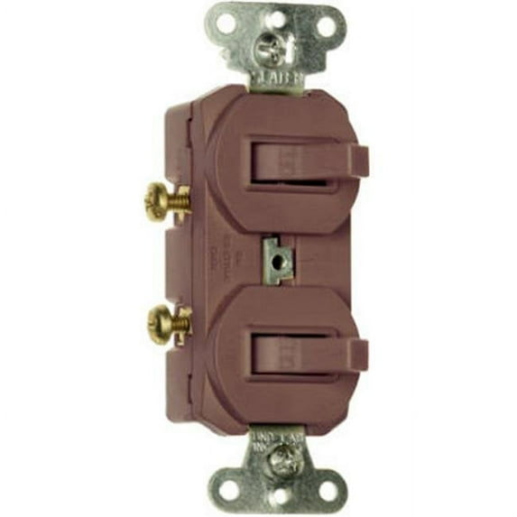 Legrand Pass & Seymour 690G Combination Switch, Two 15 Amp 120/277V Single Pole Toggle Switches, Grounding, Brown 1 Count