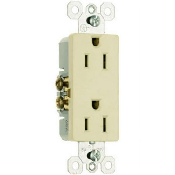 Pass & Seymour 885ICP8 15A 125V 2 Pole, 3 Wire Grounding Premium Decorator Outlet, Ivory, 10 Pack