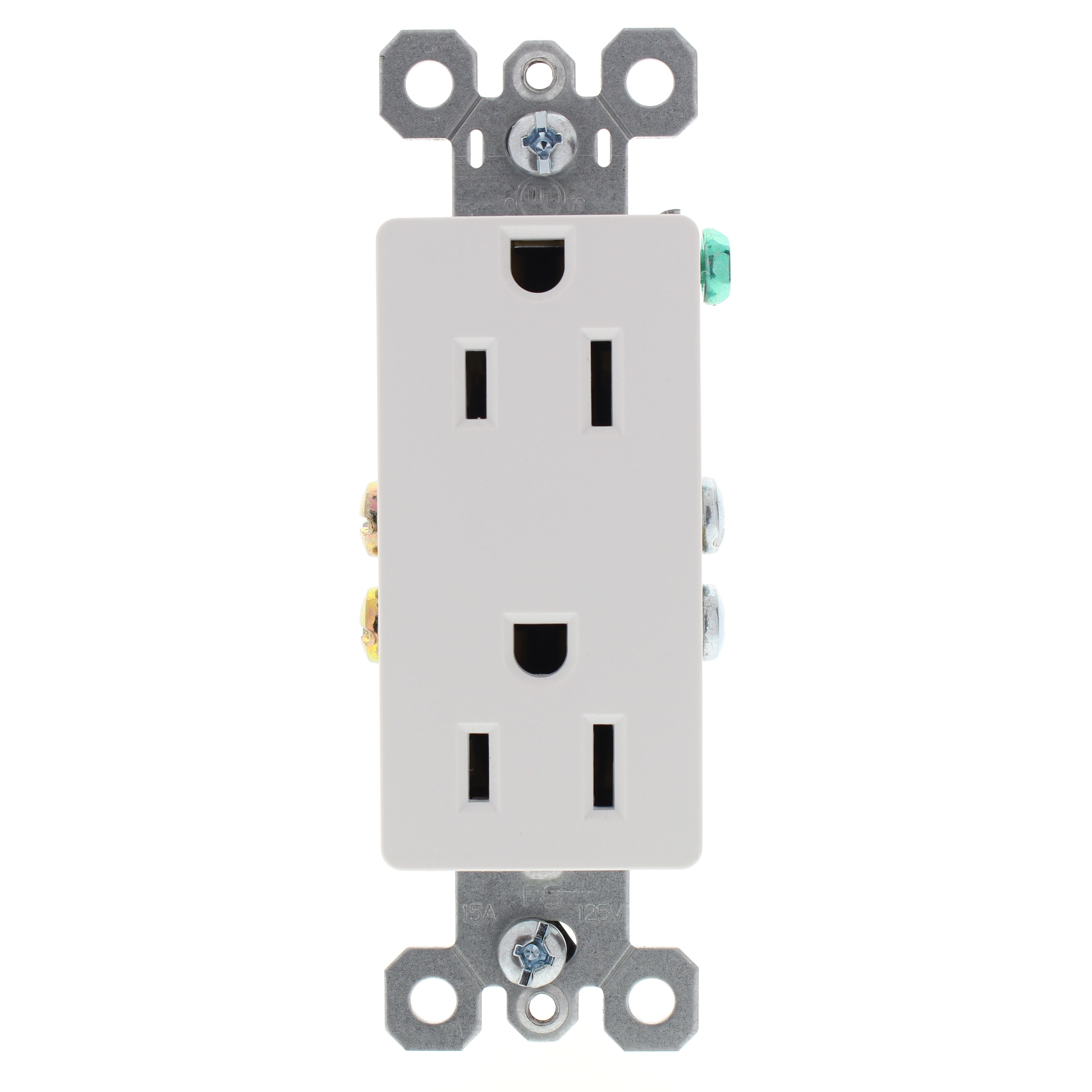 White Tamper Resistant Duplex Outlet with Thermoplastic Faceplate