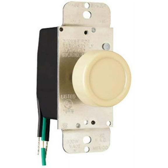 Pass & Seymour 90611IV 600W Single Pole Rotary Dimmer, Ivory