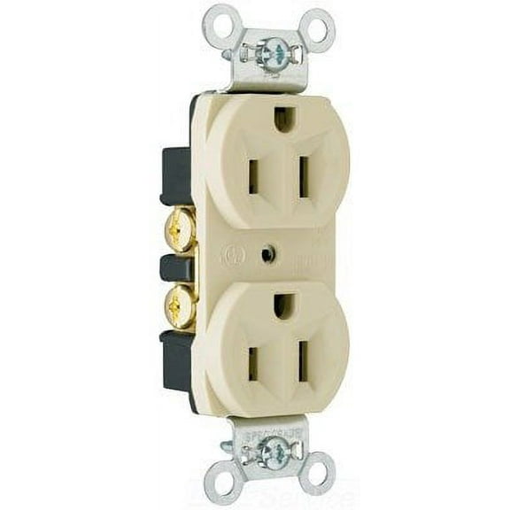 Pass & Seymour Legrand CRB5262-I Duplex Receptacle, 15A 125V, Commercial Specification Grade Outlet, Back & Side Wired, Ivory (1 Count)