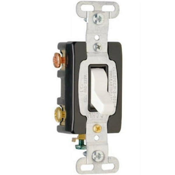 Pass & Seymour CS15AC3WCC8 3 Way Toggle Switch, 15A, White