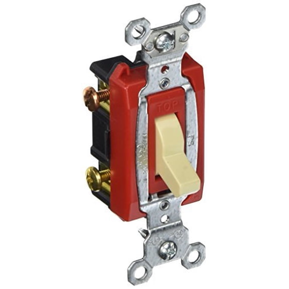 Pass & Seymour Legrand CS320-I Toggle Light Switch, 3-Way, Side Wired, Grounding, Commercial Grade, 20A 120/277V, Ivory