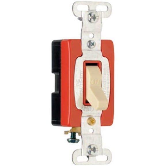 Pass & Seymour CSB20AC1ICC8 20A Grounding Premium Single Pole Toggle Switch, Ivory