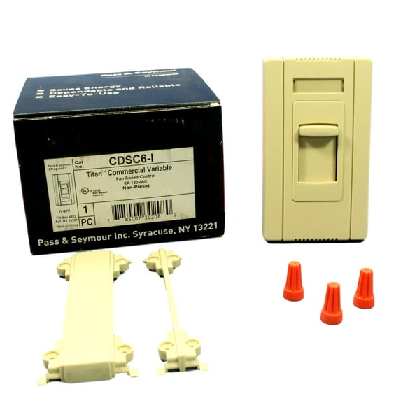 Pass & Seymour Ivory 1-Pole Variable Slide Fan Speed Control 6A 120V CDSC6-I