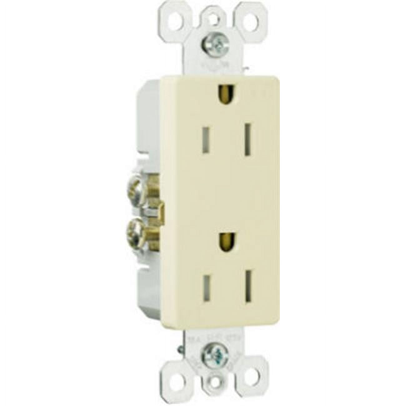 Ivory Tamper Resistant Decorator Duplex Outlet with Wall Plate