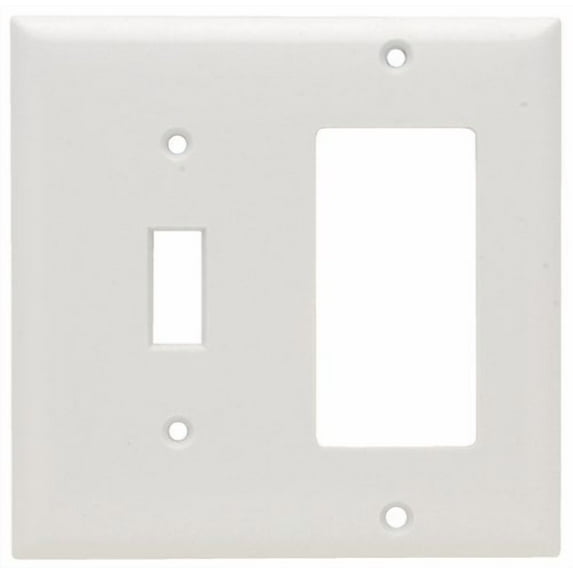Pass & Seymour SP126WU 2 Gang 1 Toggle Opening & 1 Decorator Opening Urea Wall Plate, White