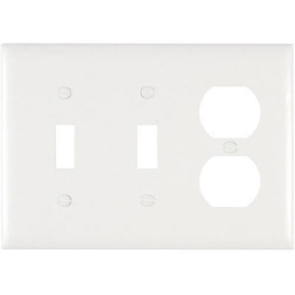 Pass & Seymour SP28WU 3 Gang 2 Toggle & 1 Duplex Openings Urea Wall Plate, White