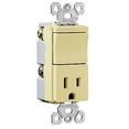 thumbnail image 1 of Pass & Seymour Legrand TM818-I Combination Rocker Light Switch & Single Outlet Receptacle, Decorator, Single Pole, Back & Side Wire, Gounding, 15A 120V, Ivory, 1 of 1