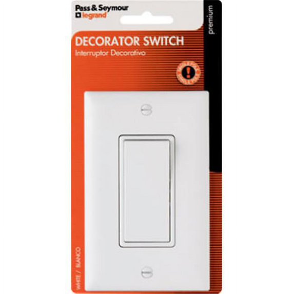 Pass & Seymour TM870WCCC5WP 15A Premium Grade Decorator Single Pole Switch, White