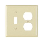 Pass & Seymour Legrand TP18-I 2-Gang Combination Toggle Switch Duplex Receptacle Wall Plate, Trademaster Size, Unbreakable Thermoplastic Cover, Ivory